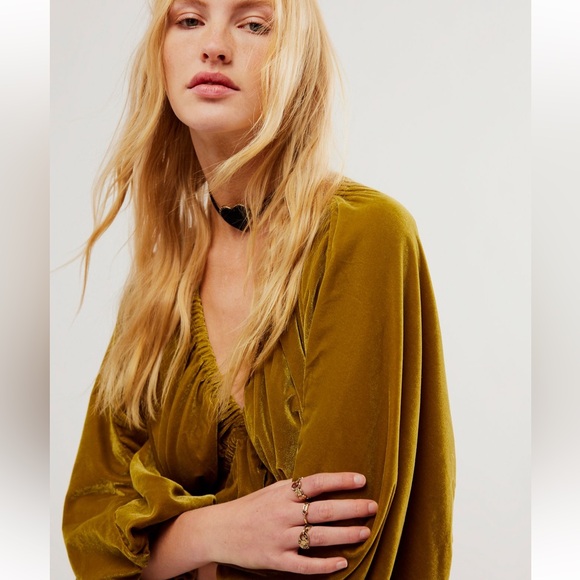 Free People Portia Velvet Mini in Olive Bitters Size Small NWT - Picture 9 of 9